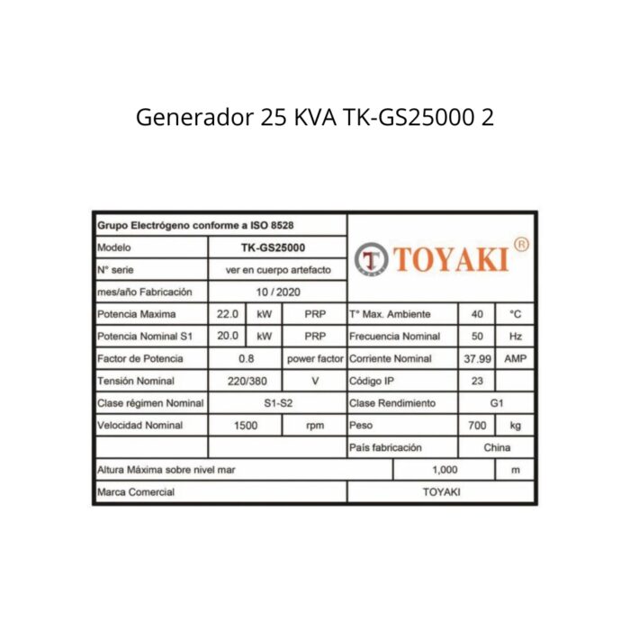 Generador 25 KVA TK-GS25000 2