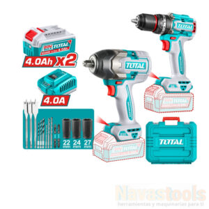 KIT LLAVE IMPACTO 850NM + TALADRO 96NM
INALAMBRICO 20V TOTAL