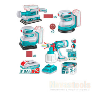 KIT DE HERRAMIENTAS INALAMBRICAS POR 4PCS LIJADORAS + PISTOLA PINTAR 20V TOTAL