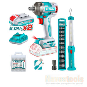  KIT LLAVE DE IMPACTO 20V+LAMPARA+DADOS Y
  PUNTA 