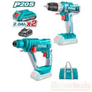 KIT TALADRO + ROTOMARTILLO INALAMBRICO 20V TOTAL