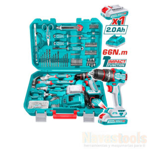 KIT TALADRO INALAMB IMPACTO CON 165PCS HERRAMIENTAS TOTAL
